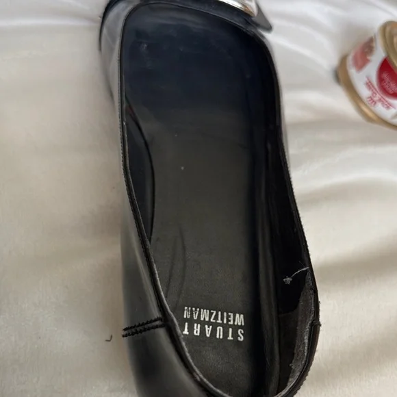 Stuart Weitzman Black Peep Toe Flats - Size 11 - Picture 10 of 11